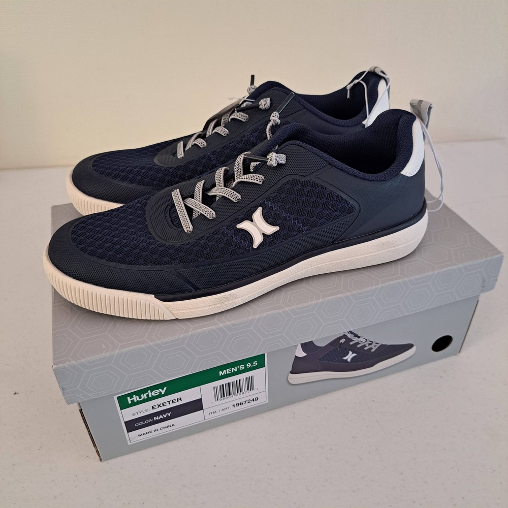 Hurley Exeter Sneaker Mens 9.5 Navy New Mesh Bungee Lace Low Top 1189-567-B14